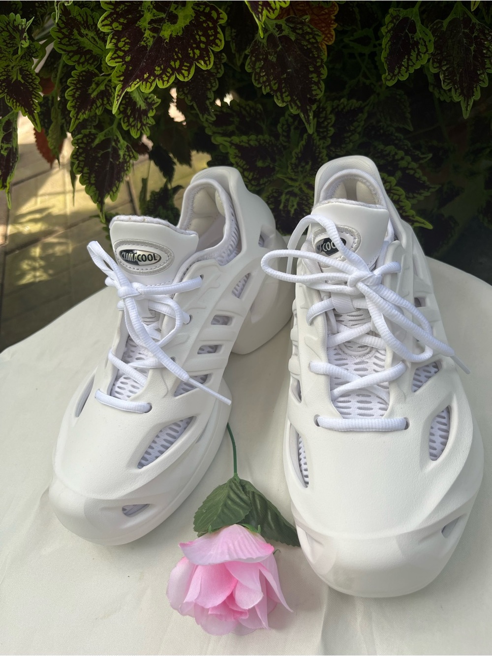 adidas Women's White Ventilated Lace-Up Sneakers